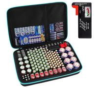 Caja de almacenamiento organizadora de baterías con probador de batería (BT168), soporte para bolsa para más de 200 pilas AA AAA AAAA 9V C D litio 3V LR44 1.5V (no incluye baterías)