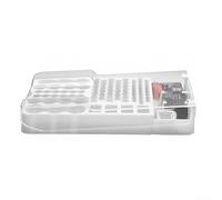 Caja de almacenamiento organizadora de baterías con probador integrado, caja de almacenamiento de batería de plástico con tapa transparente para pilas AA AAA C D 9V hasta 93 unidades en total (blanco)