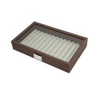 Caja De Almacenamiento Organizadora De Bolígrafos De Madera Estuche De Exposición Estilo Fuente Con 12 Ranuras Y Forro Para Herramientas De Escritura Coleccionables Organizador De Madera