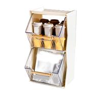 Caja de almacenamiento organizadora de bolsas de té, transparente, ahorra espacio, desmontable, extraíble, a prueba de polvo, organizador de soporte para bolsas de té de 2 capas (White)