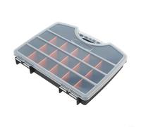Caja de almacenamiento organizadora de herramientas con tapa con bisagras y separadores ajustables para un almacenamiento eficiente de pernos, tornillos, aparejos de pesca y piezas pequeñas