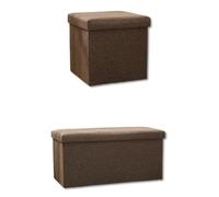 Caja de Almacenamiento otomana Taburete de Lino y algodón Banco Plegable Multiusos con Capacidad de 181 kg reposapiés Duradero y Organizador de Zapatos para Entrada(49 x 31 x 31 cm/marrón Oscuro)