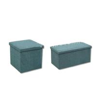 Caja de Almacenamiento otomana Taburete de Lino y algodón Banco Plegable Multiusos con Capacidad de 181 kg reposapiés Duradero y Organizador de Zapatos para Entrada(60 x 35 x 35 cm/Verde)