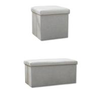 Caja de Almacenamiento otomana Taburete de Lino y algodón Banco Plegable Multiusos con Capacidad de 181 kg reposapiés Duradero y Organizador de Zapatos para Entrada(60 x 35 x 35 cm/Plateado)