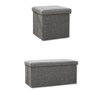 Caja de Almacenamiento otomana Taburete de Lino y algodón Banco Plegable Multiusos con Capacidad de 181 kg reposapiés Duradero y Organizador de Zapatos para Entrada(38 x 38 x 38 cm/Gris)