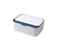 Caja de Almacenamiento pañuelos portátil, Organizador Sellado con Tapa, Cubierta a Prueba Polvo for dispensador toallitas húmedas, Caja mascarillas for el hogar y la Oficina(White Blue)