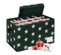 Caja de Almacenamiento para Adornos navideños Relaxdays, 30 Bolas, 26,5 x 42,5 x 26 cm, poliéster, cartón, Verde