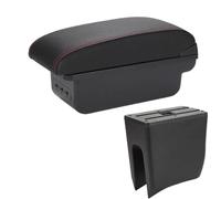 Caja De Almacenamiento Para Apoyabrazos Central Coche Reequipamiento Interno Cuero PU Accesorios Internos Reequipamiento Para Renault K-ZE(B2 Black Red line 3 USB)