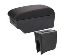 Caja De Almacenamiento Para Apoyabrazos Central Coche Reequipamiento Interno Cuero PU Accesorios Internos Reequipamiento Para Renault K-ZE(A2 Black Red line 7 USB)