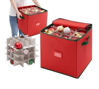 Caja De Almacenamiento Para Bolas De Navidad Con Divisores Ajustables, Bolsa De Almacenamiento NavideñA Con 4 Niveles, ExtraíBle Con Asas, 64 Bolsas De Almacenamiento De Bolas, Tejido No Tejido