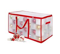 Relaxdays Caja para guardar bolas navideñas rojo,transparente