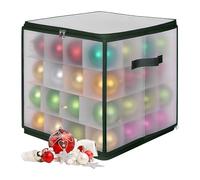 Caja de Almacenamiento para Bolas de Navidad Relaxdays, 64 Bolas, 36 x 36 x 36 cm, plástico, cartón, Caja Verde.