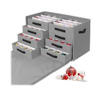 Caja de Almacenamiento para Bolas navideñas Relaxdays, 128 Bolas, 40 x 73 x 36,5 cm, poliéster, cartón, Gris.