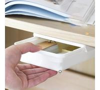Caja de almacenamiento para cajones debajo del escritorio, organizador de instalación de perforación, compartimento invisible para suministros de oficina, escritorio que ahorra espacio (mediano)
