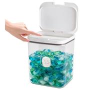 Caja de almacenamiento para cápsulas de ropa, 5,5 L, almacenamiento automático de detergente, caja de almacenamiento de detergente en polvo, dispensador de detergente con vaso medidor