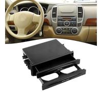 Caja de almacenamiento para consola central de coche con soporte para tazas y ranura para botellas, organizador negro ABS compatible con la mayoría de diseños de tablero de coche para una fácil