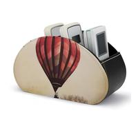 Caja de almacenamiento para control remoto con forma de globo aerostático con 5 compartimentos, organizador de cuero para mesa auxiliar, elegante soporte para accesorios de TV para sala de estar, do