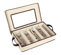 Caja de almacenamiento para cubiertos, caja de almacenamiento duradera de 5 compartimentos con tapa extraíble y asas fáciles de transportar, gran capacidad mantiene tus cubiertos organizados y