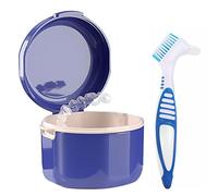 Caja de Almacenamiento para Dentaduras Postizas,Guador Caja de Baño para Dentadura Postiza Estuche para Cepillo de Dientes de Prótesis Caja de Ortodoncia con Postiza Cepillo Limpiador de Dentaduras
