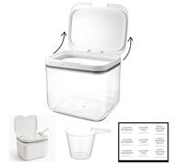 Caja de almacenamiento para detergente para ropa, caja de detergente para ropa con tapa hermética, para perlas de lavandería, detergente en polvo, arroz, harina de arroz, blanco y transparente, 4,5 L