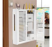 Caja de almacenamiento para enrutador montado en la pared, organizador de estante WiFi con gestión de cables, estante de almacenamiento WiFi multifuncional, solución de ahorro de espacio para el hogar