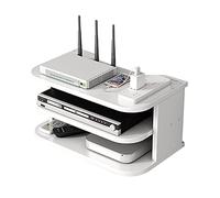 Caja de almacenamiento para enrutador WiFi 3 Estantes flotantes TV Set-Top Rack, montado en la pared Multi-capa de gestión de cables Estante de almacenamiento para decoración de pared (jl04,blanco)