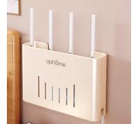 Caja de Almacenamiento para Enrutador WiFi, Caja Oculta de Montada en la Pared, Diseño Moderno, Protector de Regleta de Enchufes, para Decodificador De Datos(Off-White,30 * 7 * 22cm/11 * 3 * 8in)