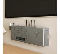 Caja de almacenamiento para enrutador WiFi, cubierta de bastidor de módem montado en la pared, organizador de cables, gabinete de almacenamiento multimedia para oficina y hogar