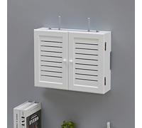 Caja de almacenamiento para enrutador WiFi montada en la pared, medios blancos para el hogar y la oficina, 20.5 x 3.7 x 15 pulgadas, elegante solución de gestión de cables y ahorro de espacio