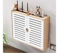 Caja de almacenamiento para enrutador WiFi, organizador de cables de madera y ocultador de módem con diseño de doble puerta para pared, ideal para gestión de cables,