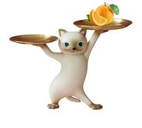 Caja de almacenamiento para estatuas de gato, adorno elegante, figura de resina, soporte funcional, cuenco organizador decorativo, contenedor de almacenamiento de llaves (para oficina, hogar, estudio