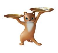 Caja de almacenamiento para estatuas de gato, bonita resina, figura moderna, soporte decorativo, cuenco organizador de escritorio, contenedor de almacenamiento de llaves (para sala de estar, entrada