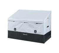 casa.pro Caja de Almacenamiento para Exteriores de 850 L Arcón Baúl Almacenaje de Jardín Arcón con Asas Fijación con Velcro Lona 100% Poliéster Impermeable Acero 147x86x109 cm - Gris/Negro