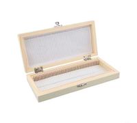 Caja de almacenamiento para microscopio de madera de 50 ranuras con cerradura de hierro para laboratorio, investigación científica y educación, marrón, 9.06 x 4.17 x 1.38 pulgadas (50 piezas)