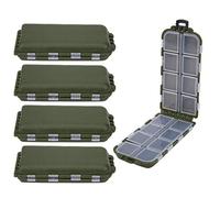 Caja de Almacenamiento para Pesca, 16 Compartimentos, Doble Cara, Plástico PP Verde, 5 Piezas - Diseño Impermeable, Portátil y Durable, Ideal para Accesorios de Pesca