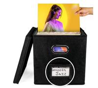Caja De Almacenamiento Para Registros De Vinilo | Caso Con Tapa Y Mango | Organizador Decorativo Para Más De 50 LP De 12 Pulgadas | Caja Resistente La Recolección De Vinilo De Protección