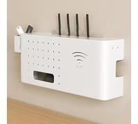 Caja de Almacenamiento para Router WiFi de Pared, Cubierta para Router Inalámbrico, Gestión de Cables, Estante para Pared, Armario Router para Hogar, Oficina, Salón(White,L40*20cm/15.7*7.8in)