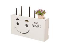 Caja de Almacenamiento para Router Wifi Inalámbrico, Soporte de Pared Organizador de Cables, Estante para Router Sin Taladro (Smiling large)