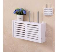 WIHXES Caja de Almacenamiento para Router WiFi Inalámbrico, Soporte de Pared Organizador de Cables, Estante para Router Sin Taladro (Venetian Large)