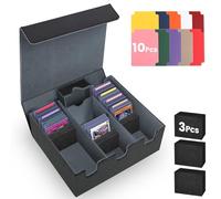 Caja de almacenamiento para tarjetas coleccionables para más de 1800 tarjetas, caja de almacenamiento magnética premium para tarjetas TCG y tarjetas deportivas PTCG, piel sintética con 10 separadores