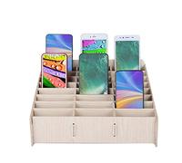 Caja de almacenamiento para teléfono móvil, Caja de almacenamiento para teléfono móvil de escritorio limpio, Múltiples celdas Caja de almacenamiento de administración de teléfono móvil de madera