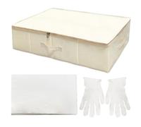 Caja de almacenamiento para vestidos de novia, caja de conservación de vestidos de novia con 40 hojas y 1 par de guantes de microfibra de papel de seda sin ácidos para almacenamiento de vestidos de