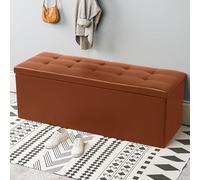 Caja de almacenamiento plegable de cuero con tapa, elegante juguete, reposapiés, baúl de entrada acolchado, ideal para zapatos y decoración del hogar