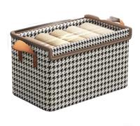 Caja de almacenamiento plegable de gran capacidad con marco de acero resistente y tapa a prueba de polvo para organización de clóset, contenedor de tela de pata de gallo que sostiene mantas pesadas y