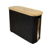Caja de almacenamiento plegable de papel higiénico con tapa - Cesta organizadora de baño de tela Oxford y madera, 45 x 35 x 15 cm, para rollos, toallas o Sundri (beige)