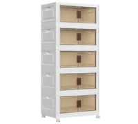 Caja de almacenamiento plegable de plástico con tapa, organizador versátil para baño, aperitivos y juguetes, armario móvil, diseño compacto para un fácil almacenamiento y accesibilidad