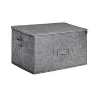 T-LOVENDO.ES Caja de Almacenamiento Plegable, Cesta con 2 Asas, Cajón con Tapa con Cremallera para Mantas Ropa Colcha, Cofre de Tela, Organizador para Dormitorio Armario Estante de Armario, 40L