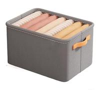 Caja de almacenamiento plegable no tejida con marco de acero, organizador grande de 45 litros para ropa, toallas, cesta apilable, ahorro de espacio para color sólido caqui o humo (E)