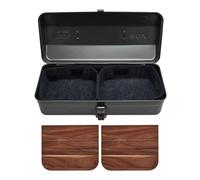 Caja de almacenamiento portátil de hierro para accesorios de camping, caja de herramientas, acabado resistente con mango de cuero para un fácil transporte, acabado de pintura protectora
