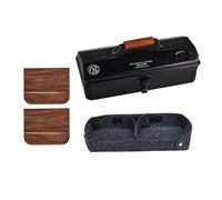 Caja de almacenamiento portátil de hierro para accesorios de camping, caja de herramientas, acabado resistente con mango de cuero para un fácil transporte, compactos, cubos de camping